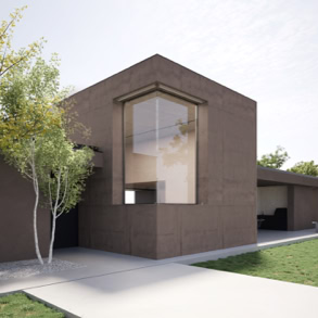 Render esterni della casa di Schio, progetto strutturale di ORIGINE Ingegenria.