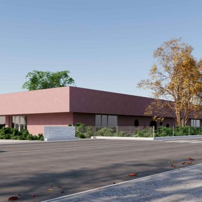 Render della nuova costruzione del polo scolastico di Vigasio, in cui ORIGINE Ingegneria svuolge il compito di coordinatore della sicurezza.