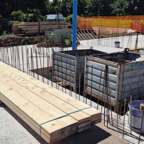 Immagine di cantiere della casa di Schio, progetto strutturale di ORIGINE Ingegenria.